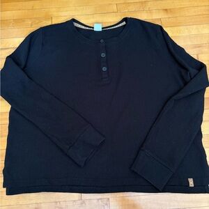 Black Long Sleeve Henley Shirt
